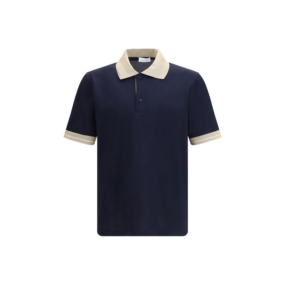 Blue Cotton Polo Shirt - TIZZIL