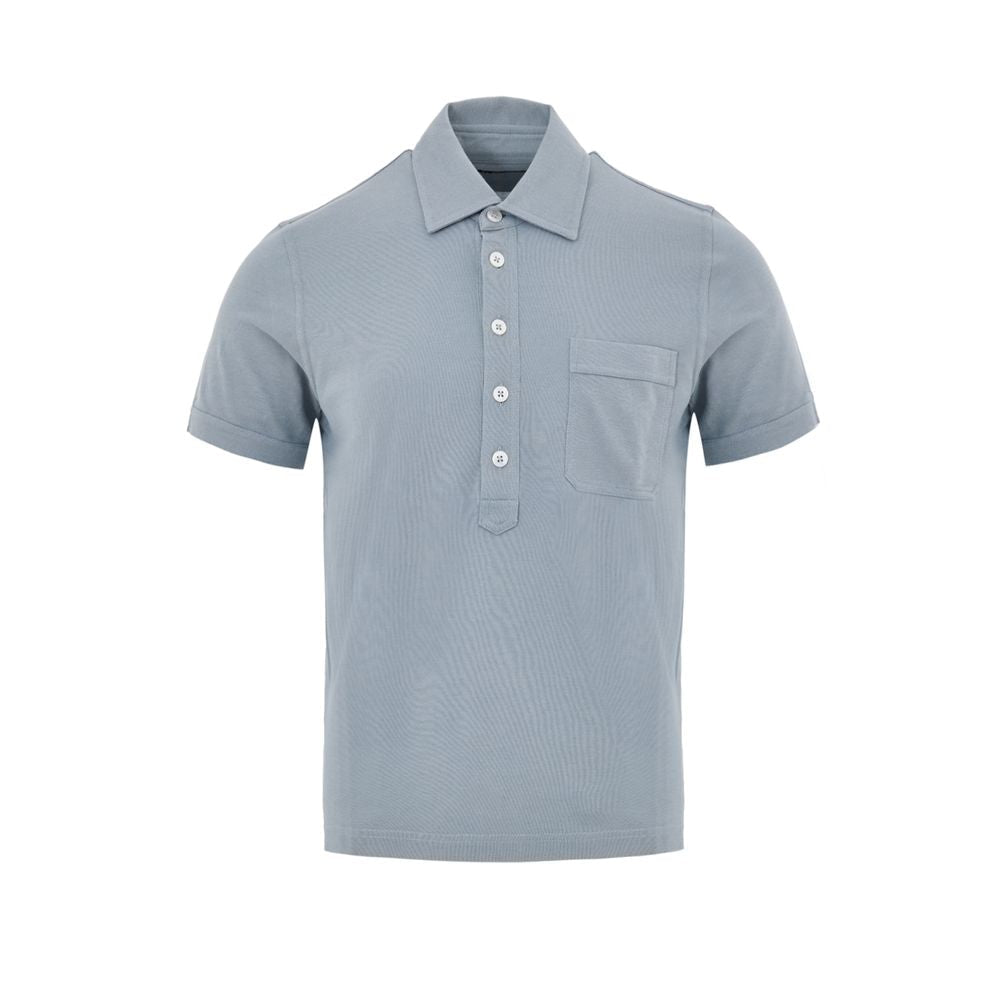 Blue Cotton Polo Shirt - TIZZIL