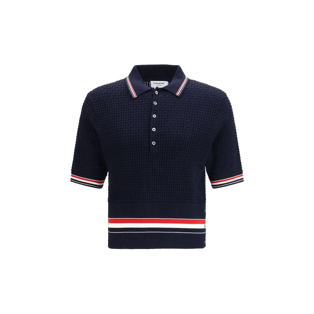 Blue Cotton Polo Shirt - TIZZIL