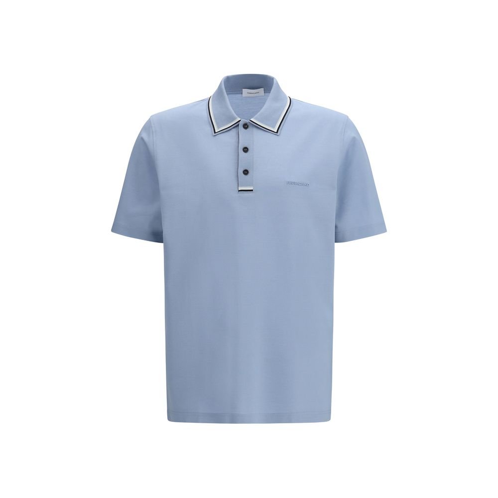 Blue Cotton Polo Shirt - TIZZIL