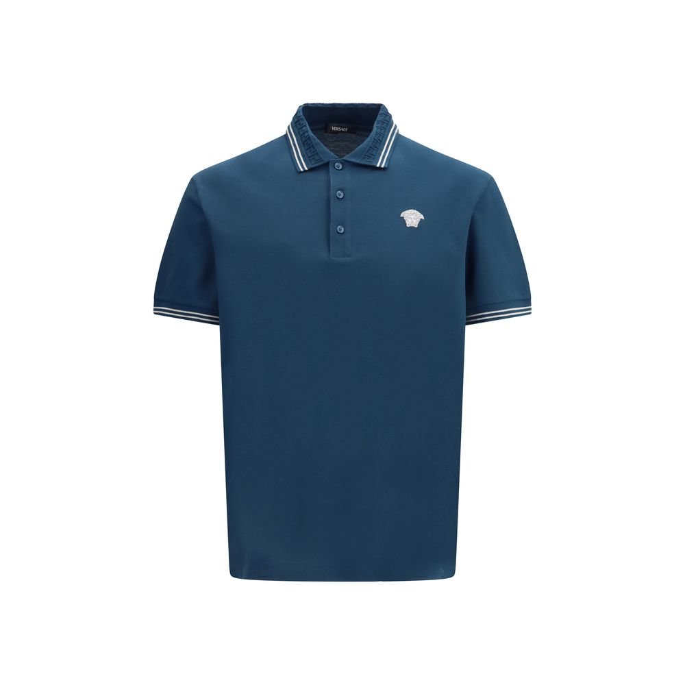 Blue Cotton Polo Shirt - TIZZIL