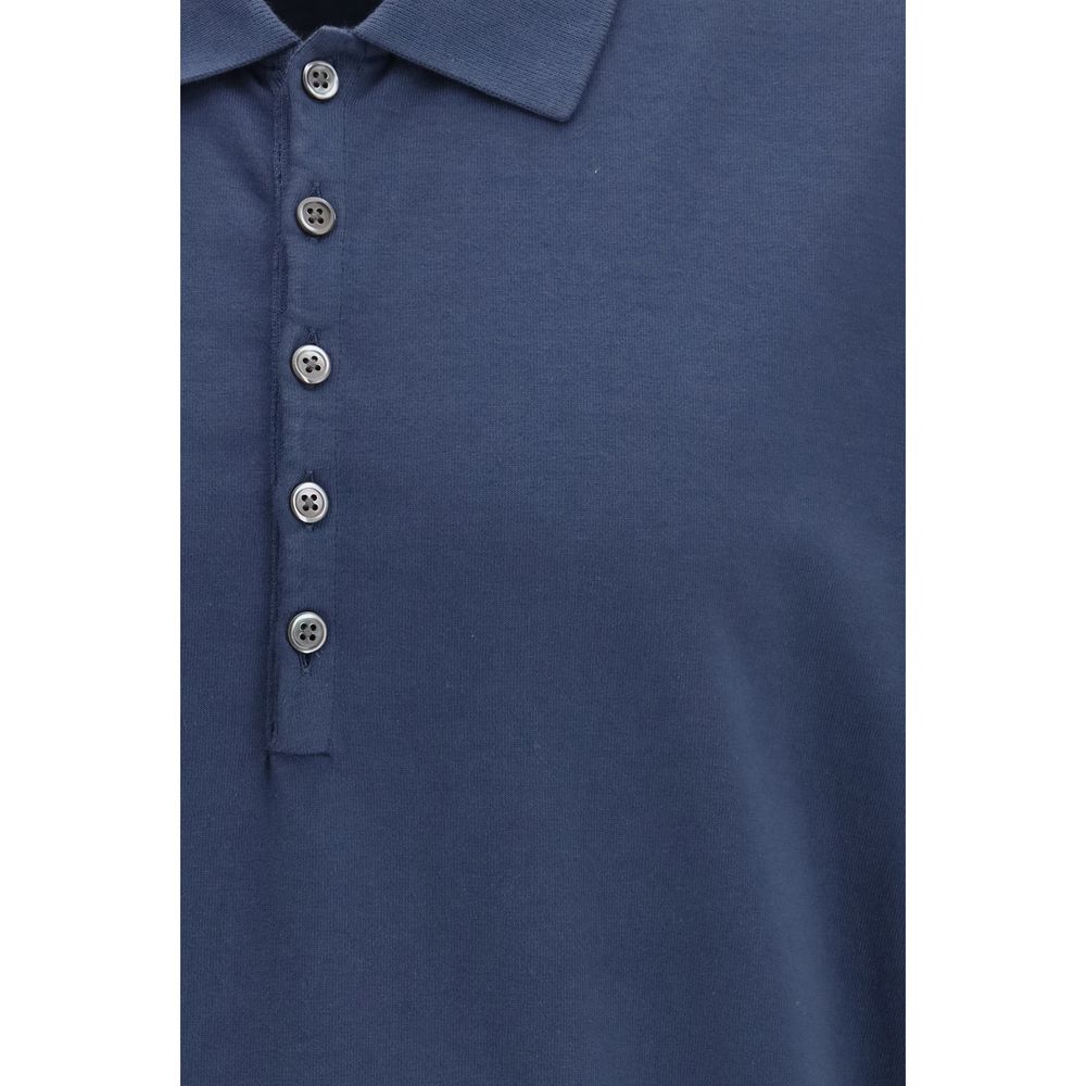 Blue Cotton Polo Shirt - TIZZIL