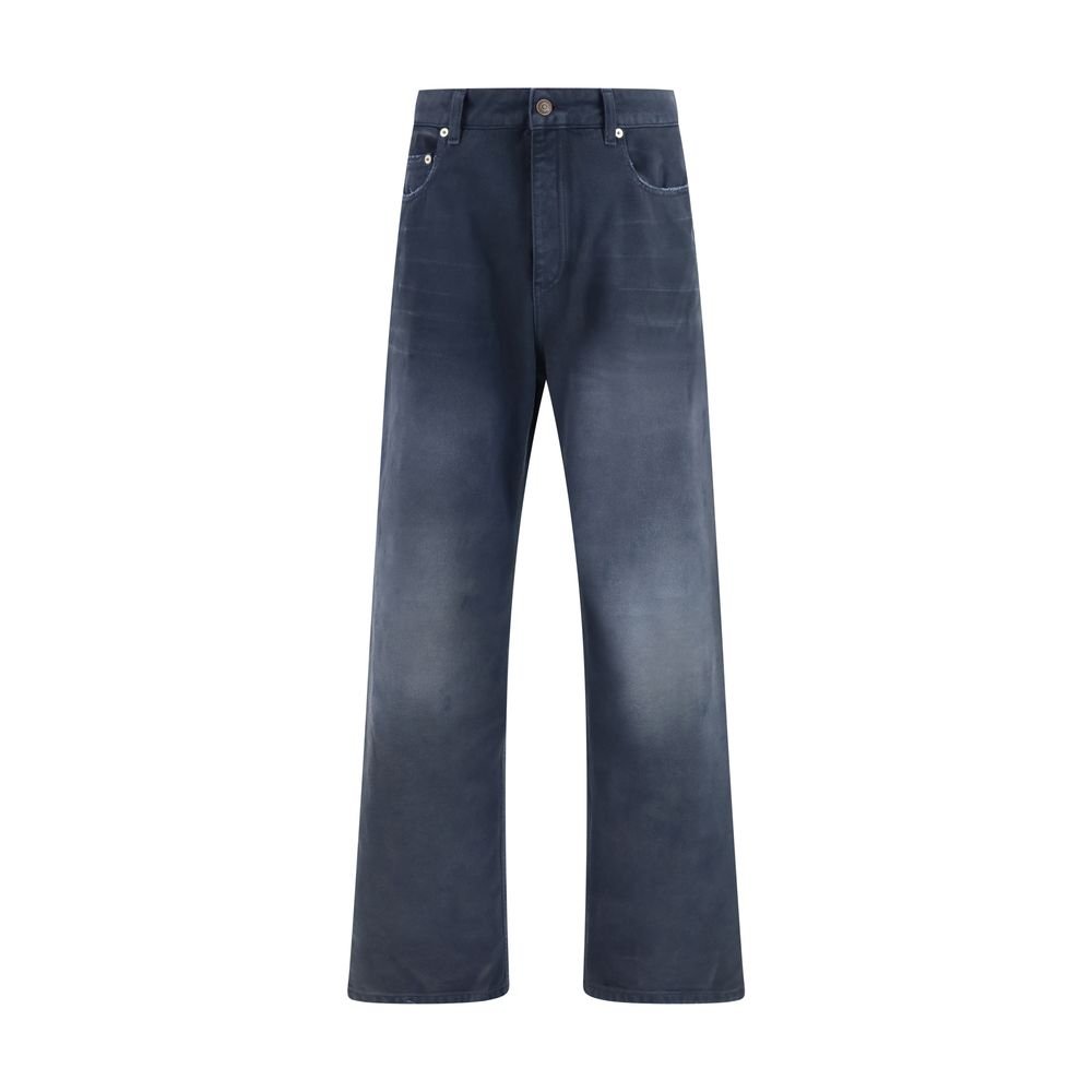 Blue Cotton Relaxed Fit Jeans - TIZZIL