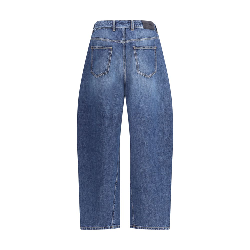 Blue Cotton Relaxed Fit Jeans - TIZZIL