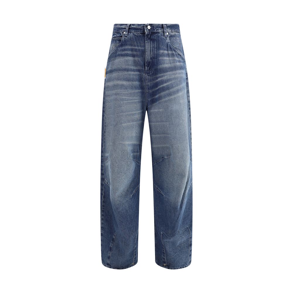 Blue Cotton Relaxed Fit Jeans - TIZZIL