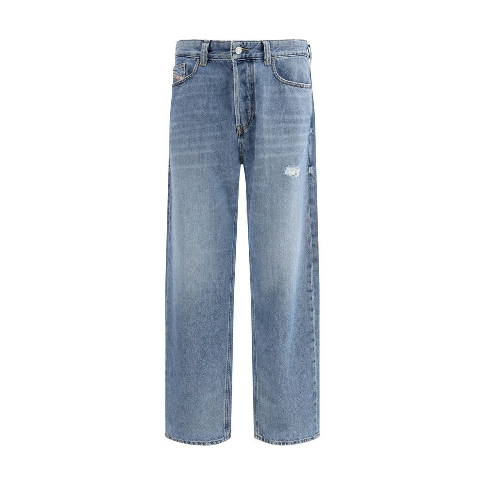 Blue Cotton Relaxed Fit Jeans - TIZZIL