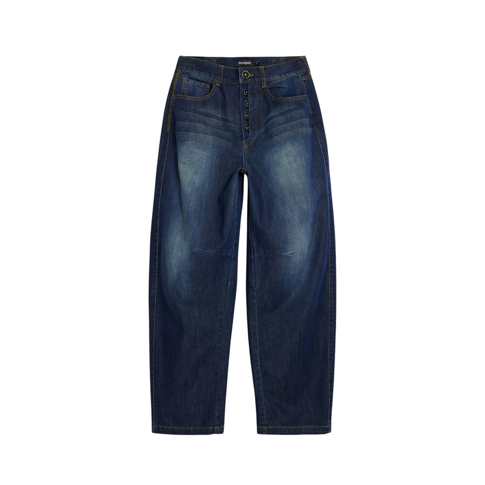 Blue Cotton Relaxed Fit Jeans - TIZZIL