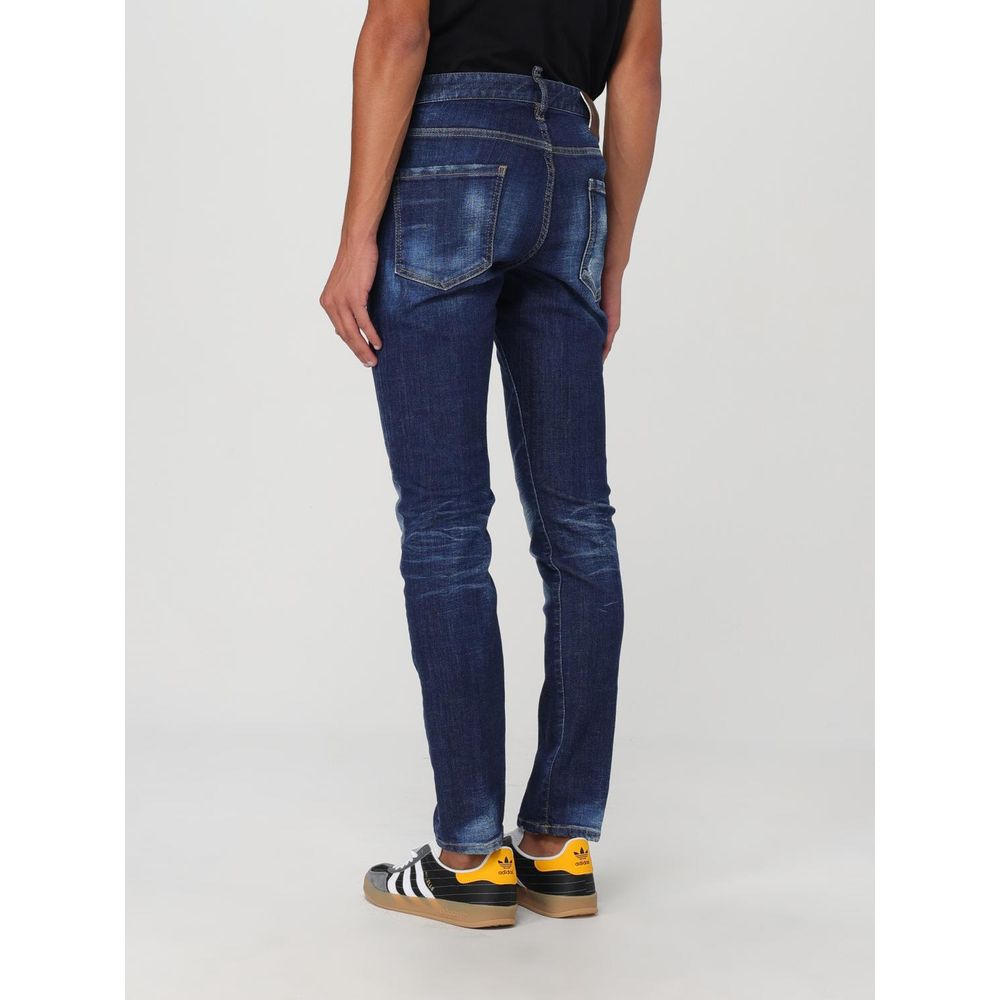Blue Cotton Skinny Jeans - TIZZIL