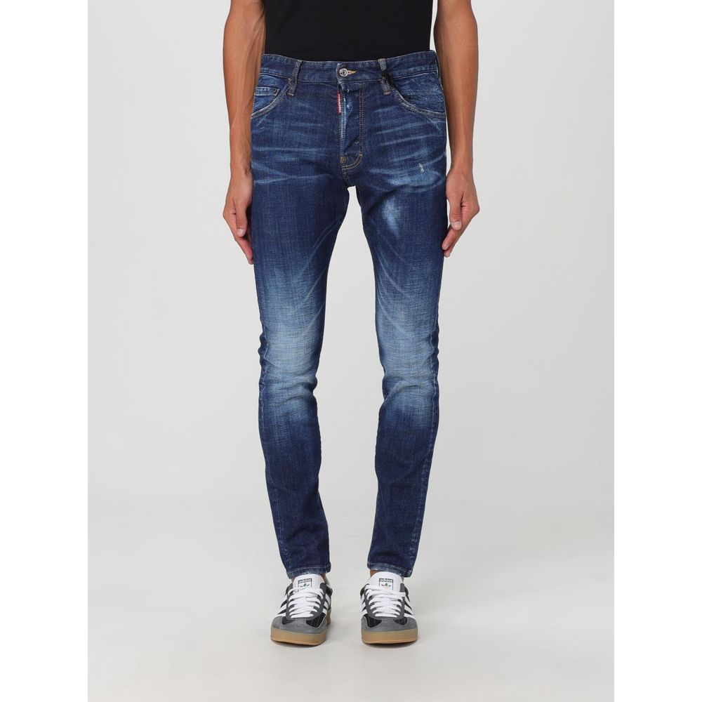 Blue Cotton Skinny Jeans - TIZZIL
