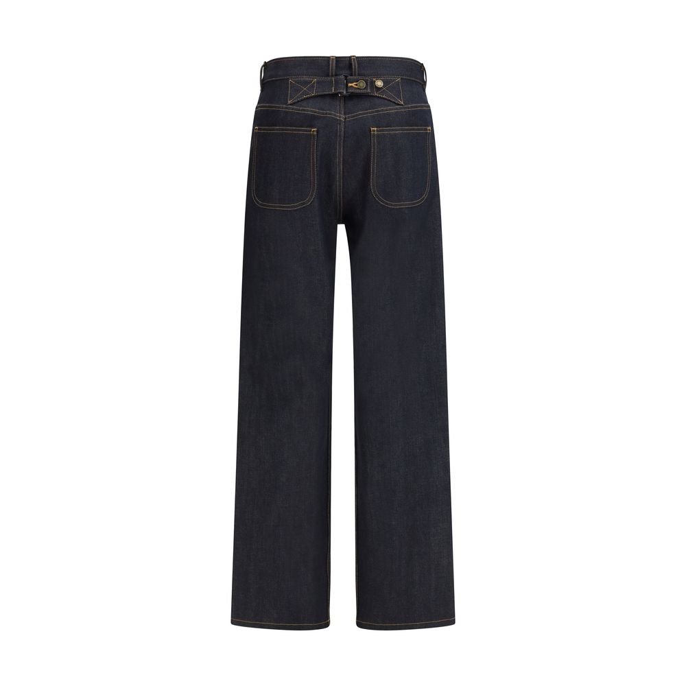 Blue Cotton Straight - Leg Jeans - TIZZIL
