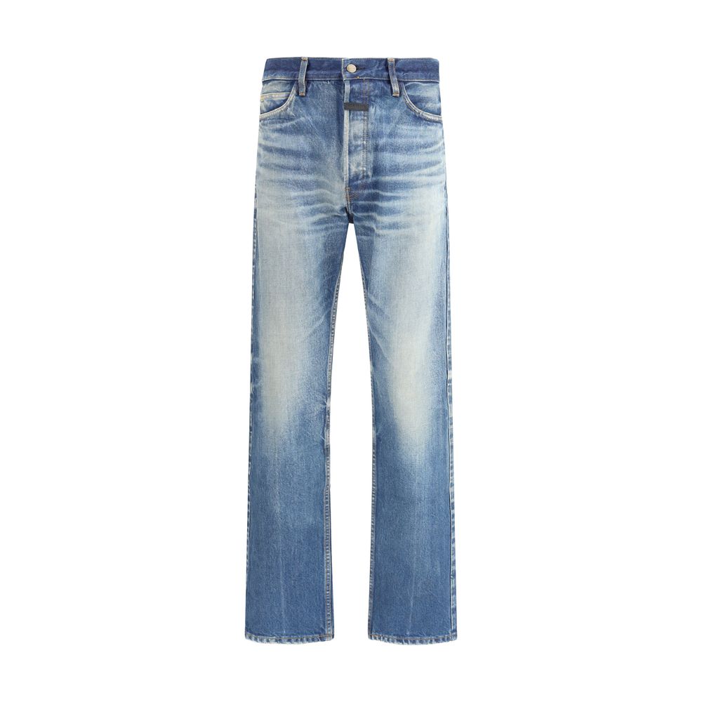 Blue Cotton Straight - Leg Jeans - TIZZIL
