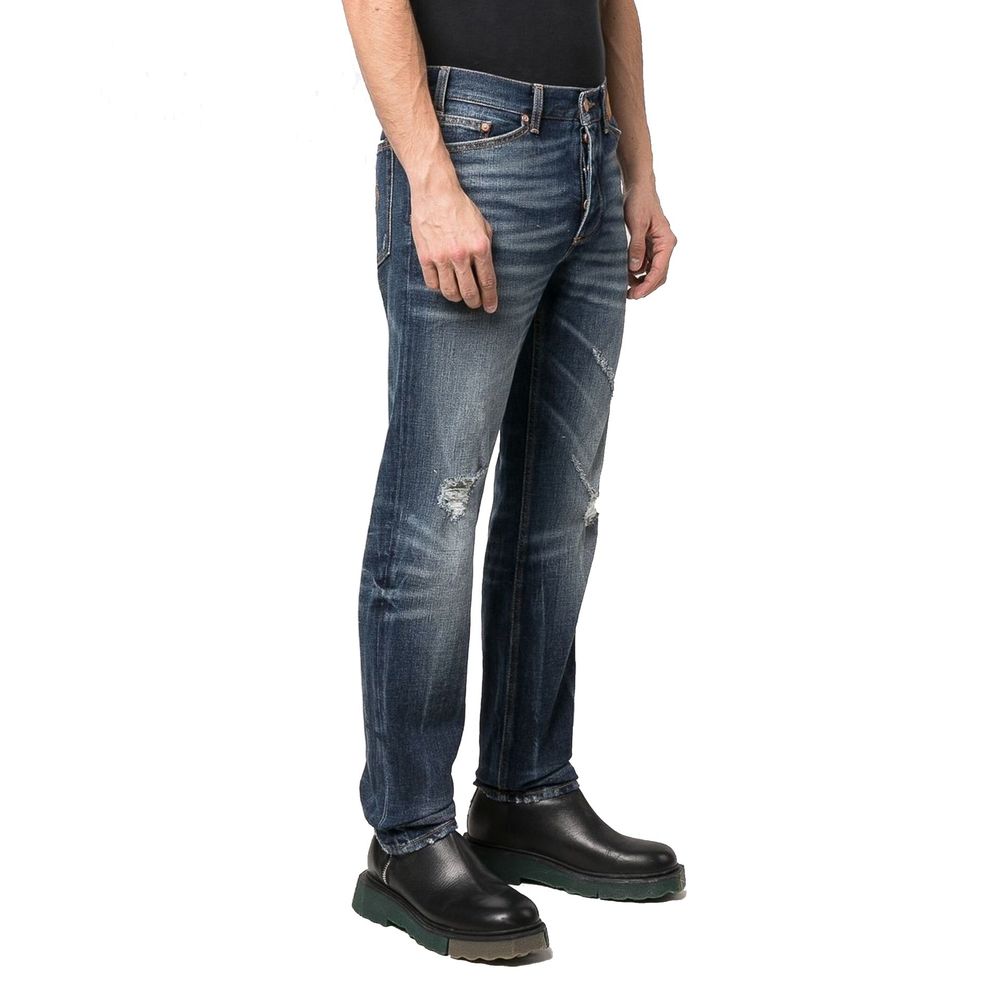 Blue Cotton Straight - Leg Jeans - TIZZIL