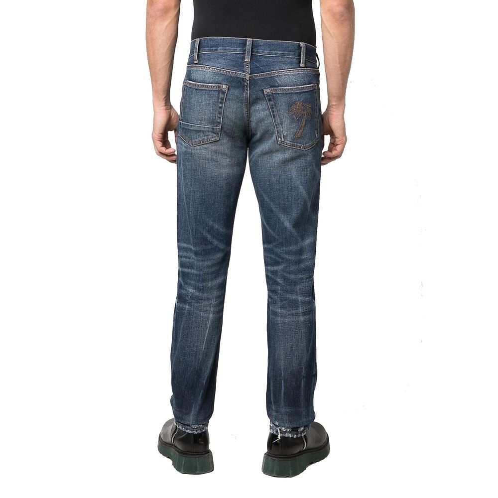 Blue Cotton Straight - Leg Jeans - TIZZIL