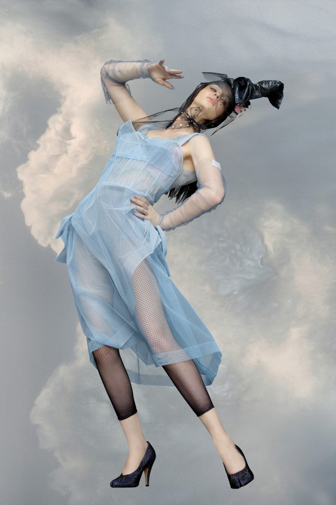 Blue Fibres Midi Dress - TIZZIL