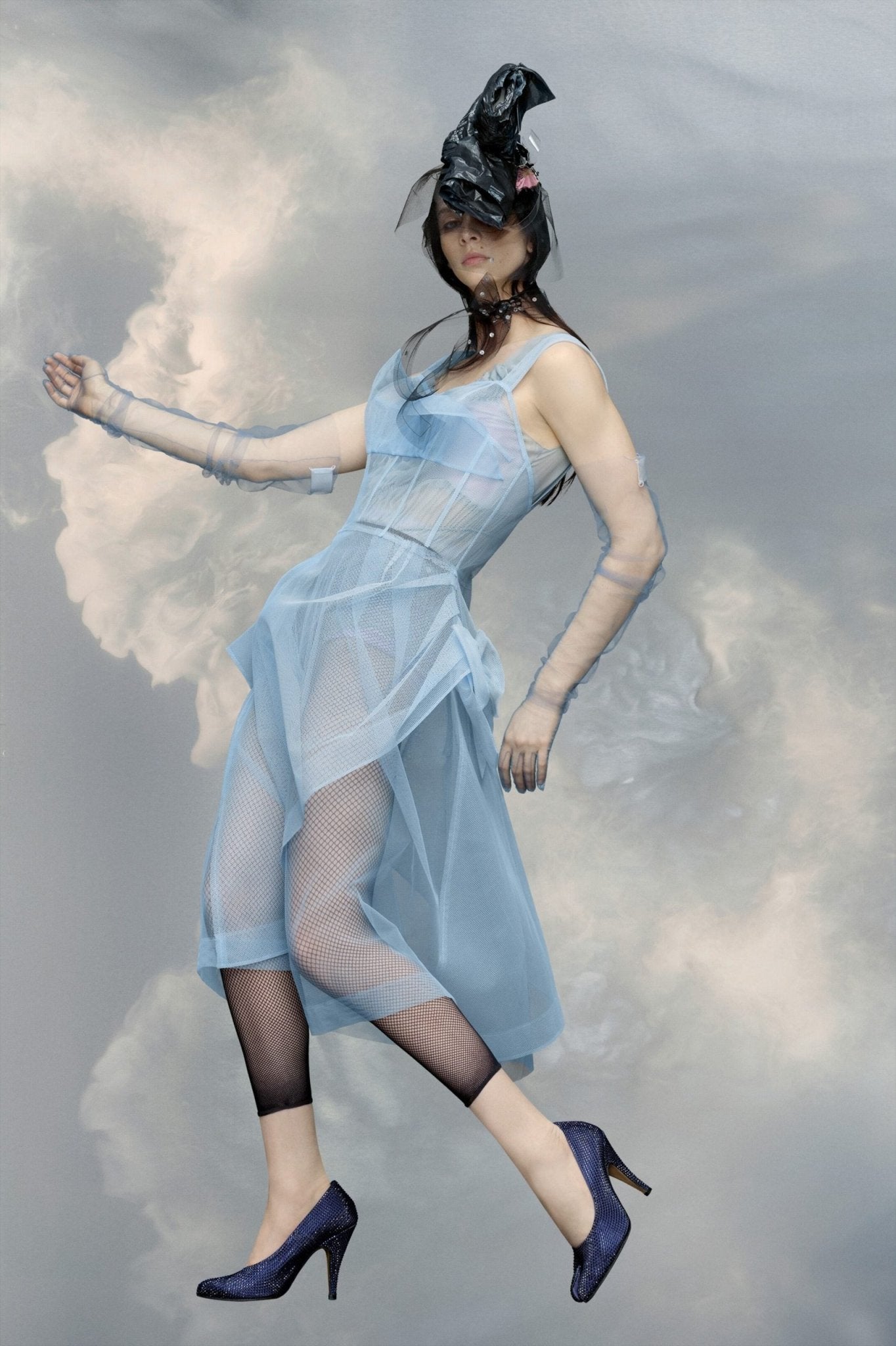 Blue Fibres Midi Dress - TIZZIL