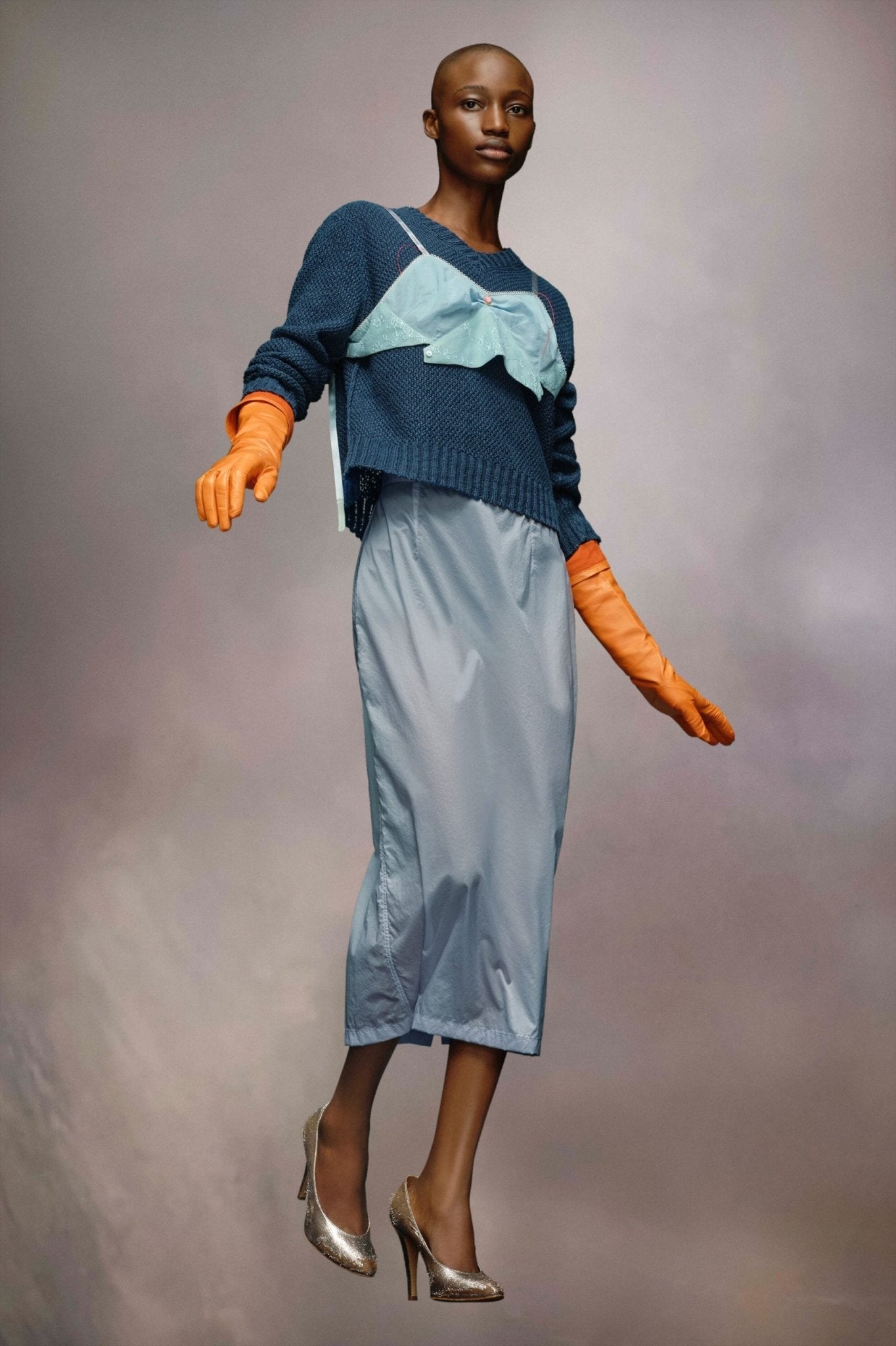 Blue Fibres Midi Skirt - TIZZIL