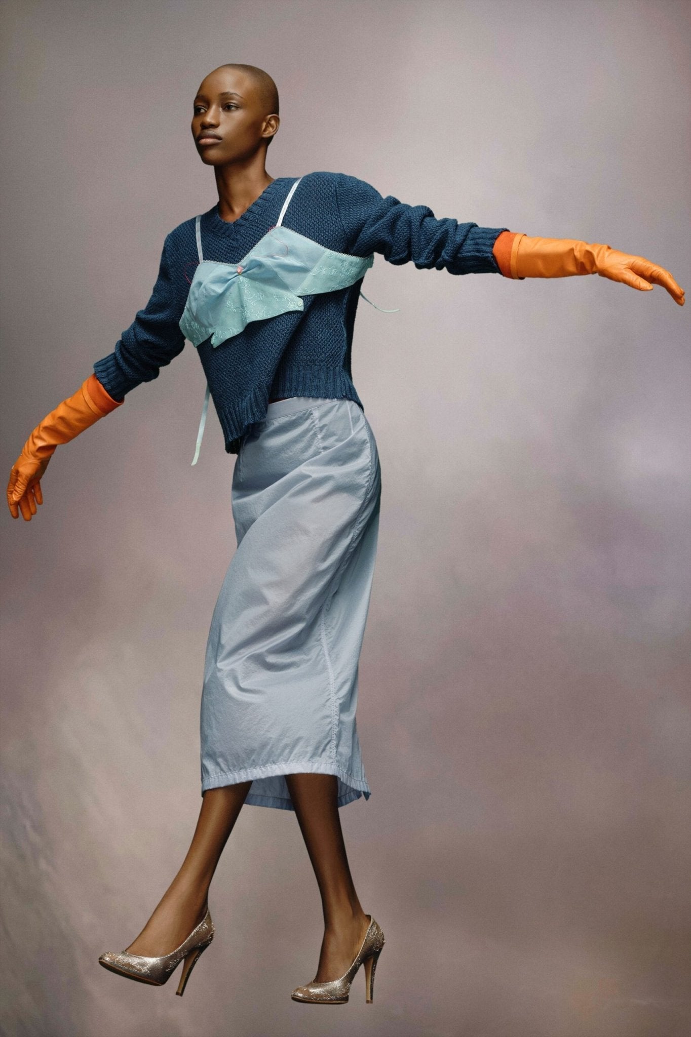 Blue Fibres Midi Skirt - TIZZIL