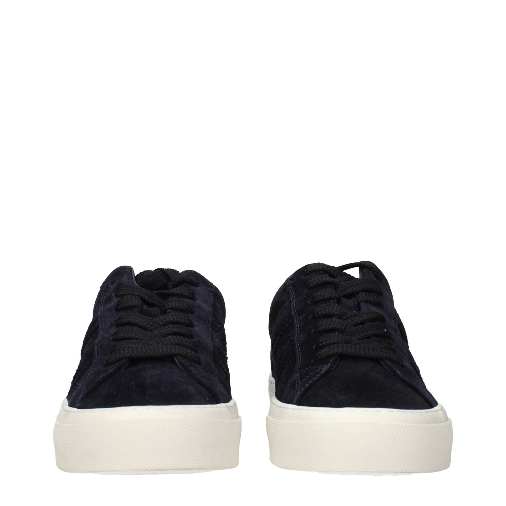 Blue Leather Low Top Sneakers - TIZZIL