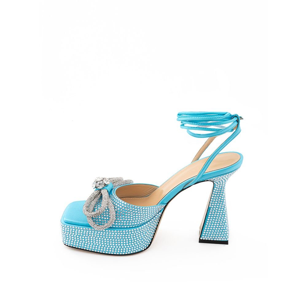 Blue Leather Platform Sandals - TIZZIL