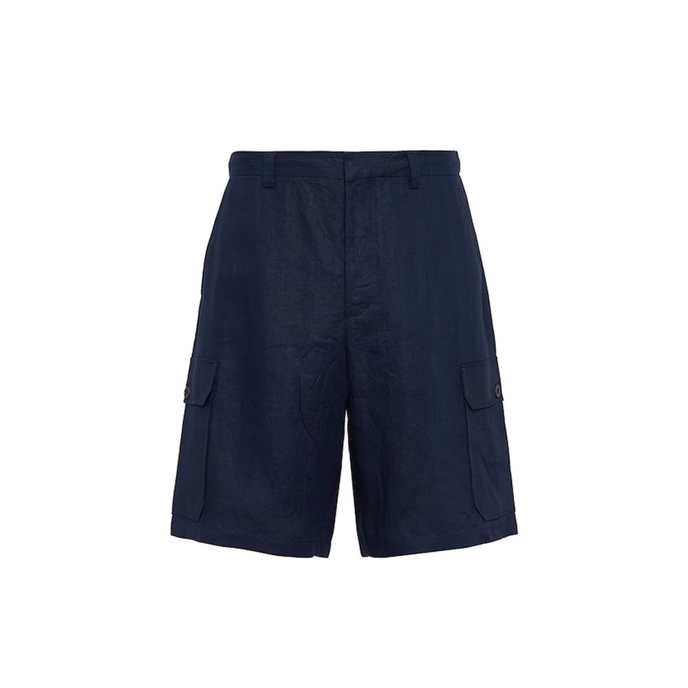Blue Linen Bermuda Shorts - TIZZIL
