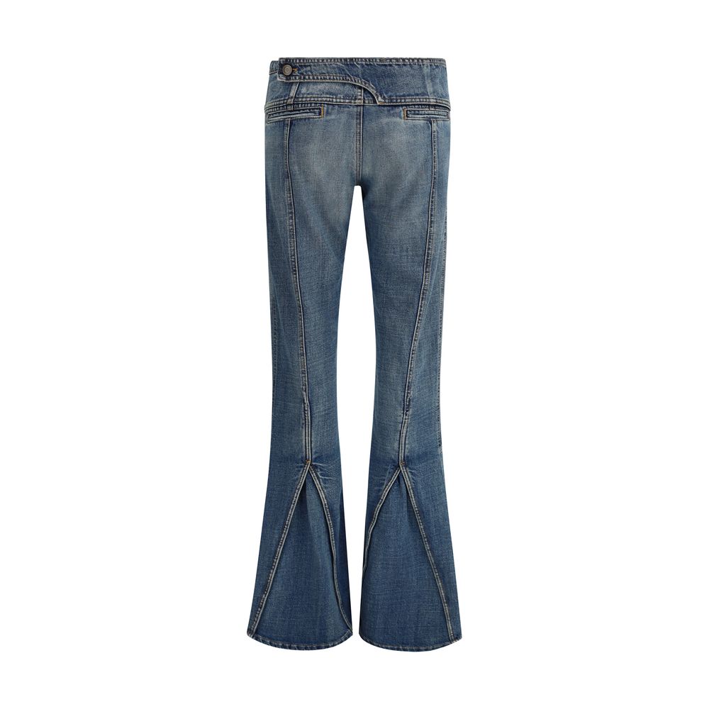 Blue Polyester Flared Jeans - TIZZIL