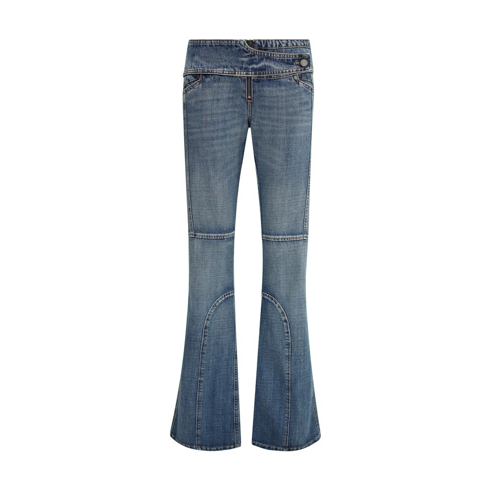Blue Polyester Flared Jeans - TIZZIL