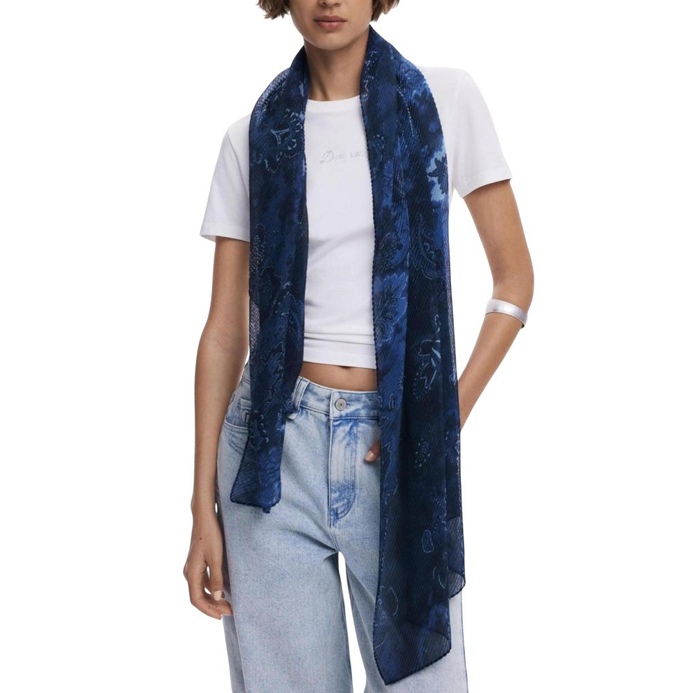 Blue Polyester Scarf - TIZZIL