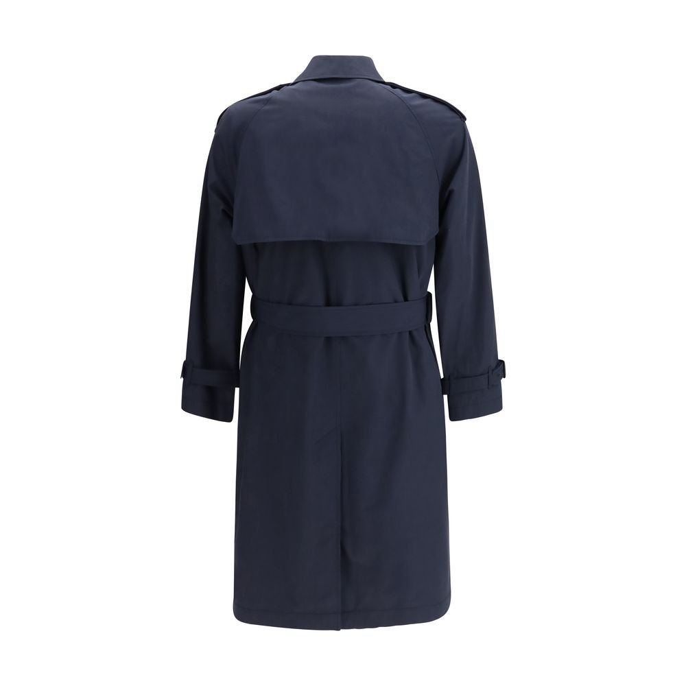 Blue Polyester Trench Coat - TIZZIL