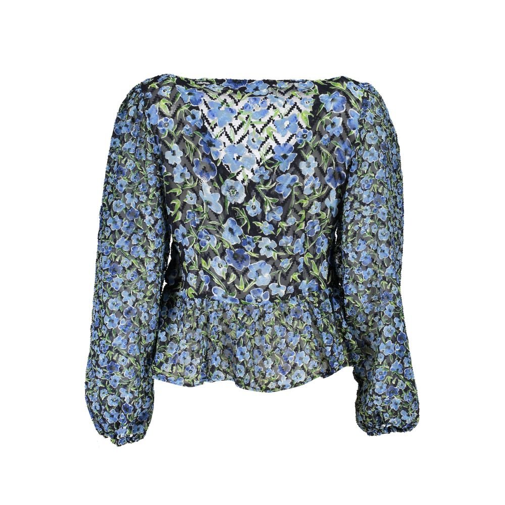 Blue Polyester Women Blouse - TIZZIL
