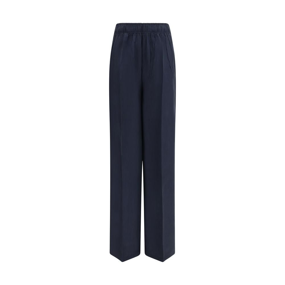 Blue Silk Casual Pants - TIZZIL