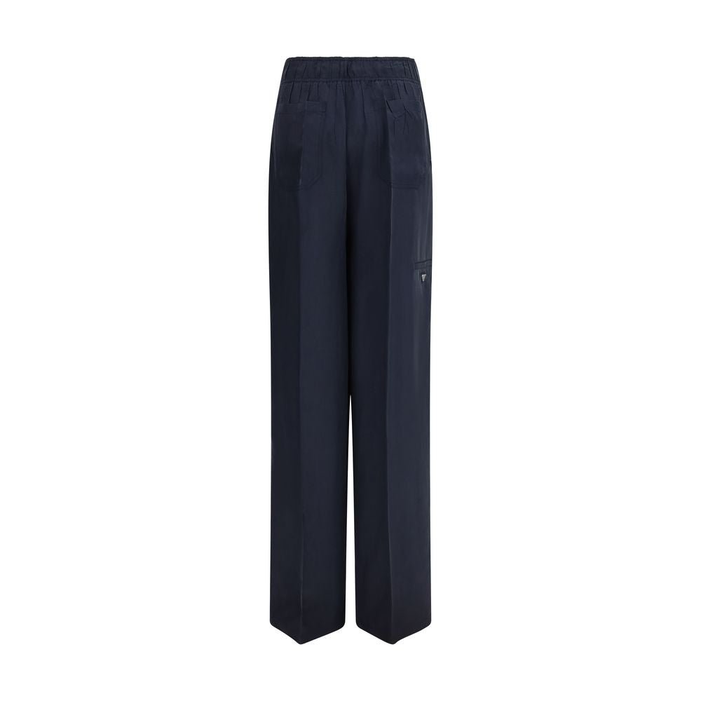 Blue Silk Casual Pants - TIZZIL