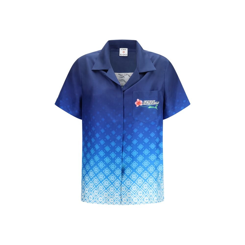Blue Silk Pattern Shirt - TIZZIL