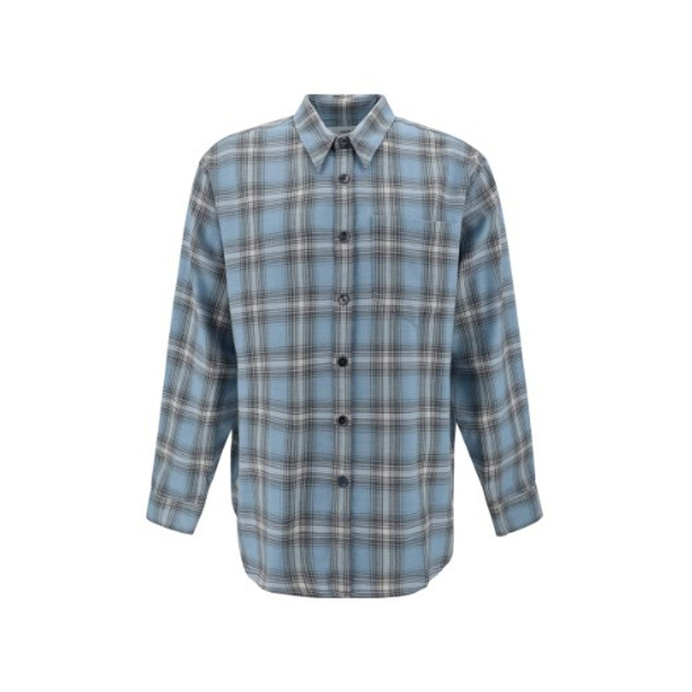 Blue Virgin Wool Pattern Shirt - TIZZIL