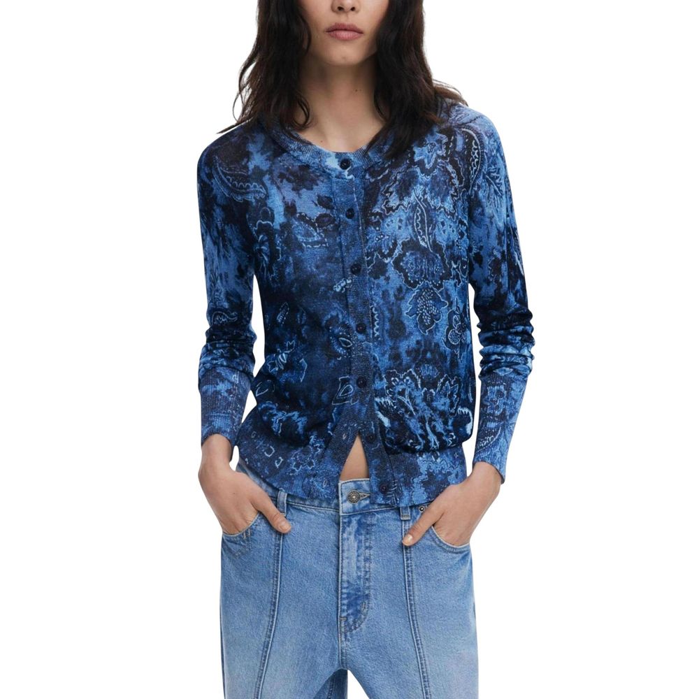 Blue Viscose Cardigan - TIZZIL