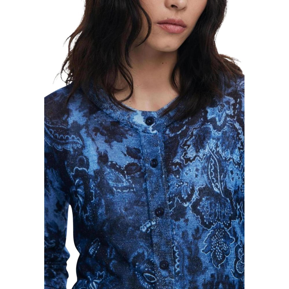 Blue Viscose Cardigan - TIZZIL