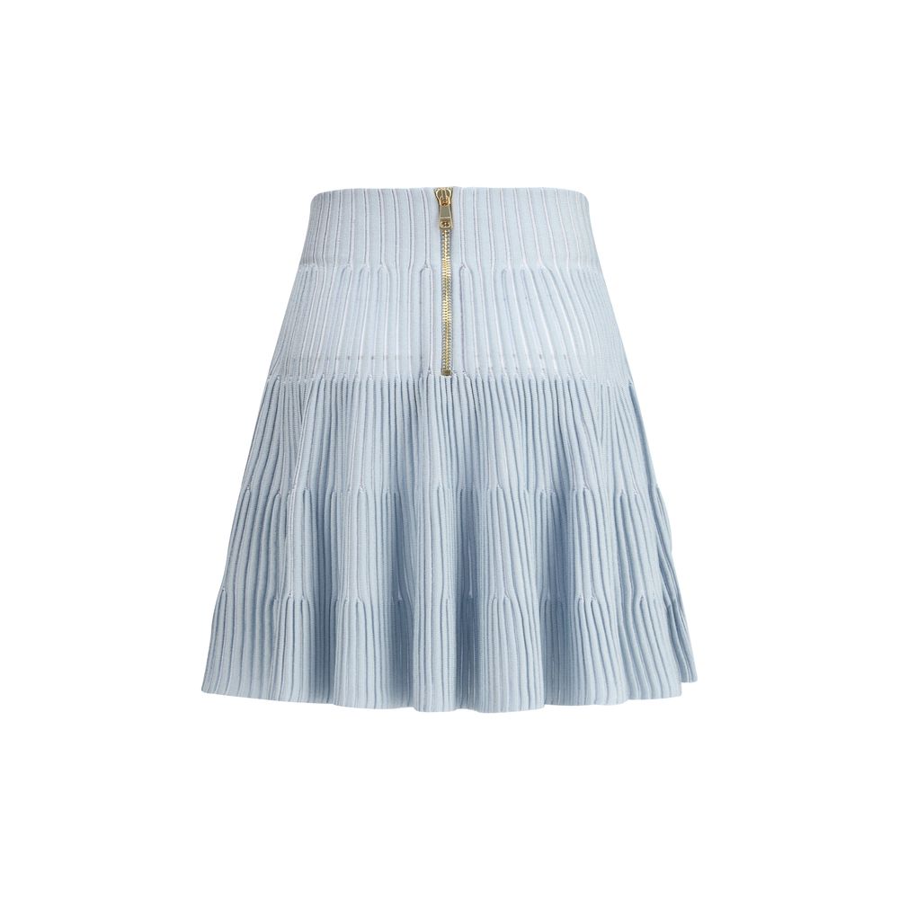 Blue Viscose Mini Skirt - TIZZIL