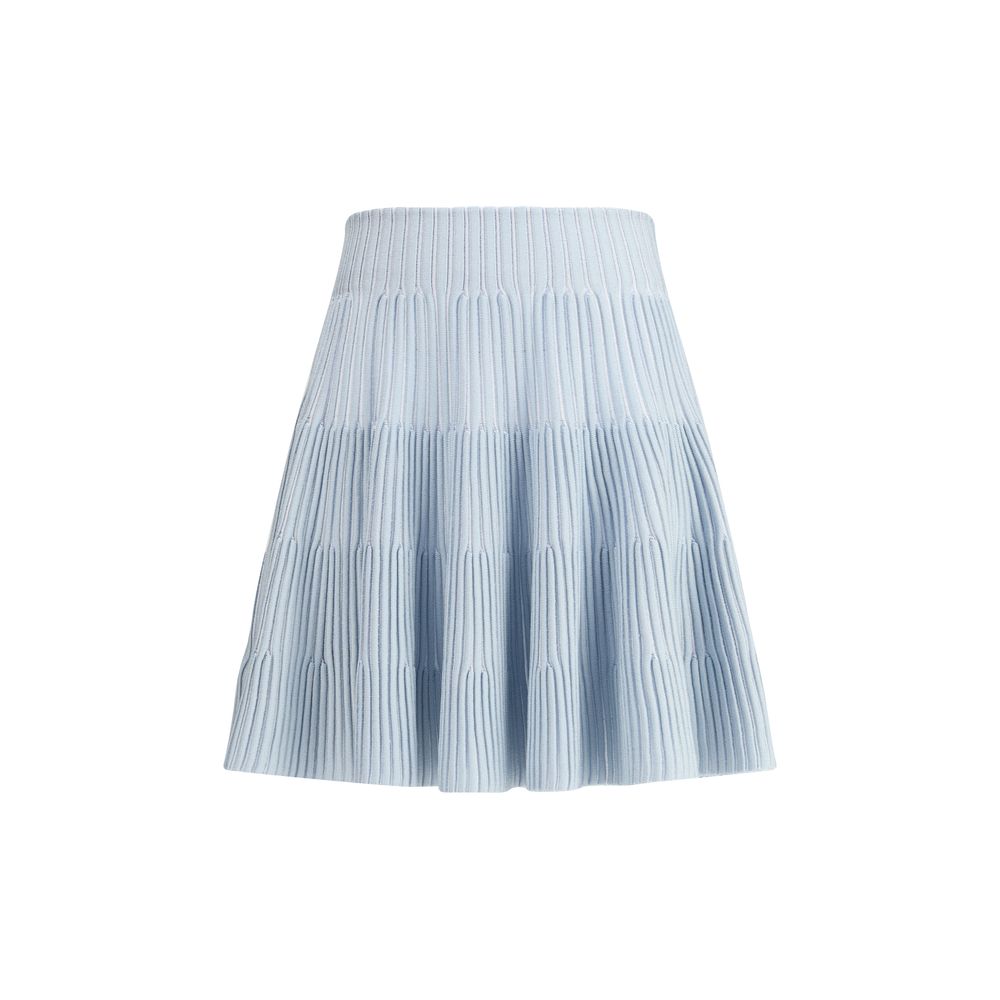 Blue Viscose Mini Skirt - TIZZIL