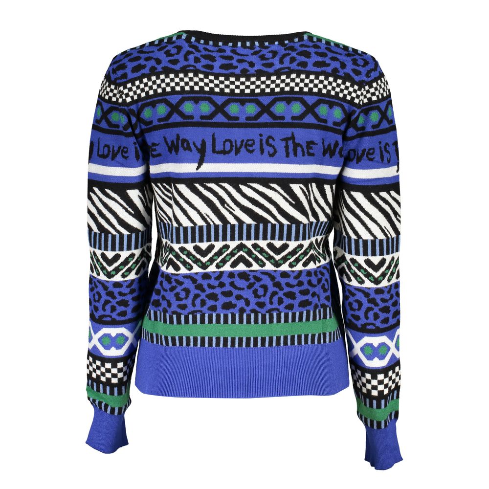 Blue Viscose Women Sweater - TIZZIL