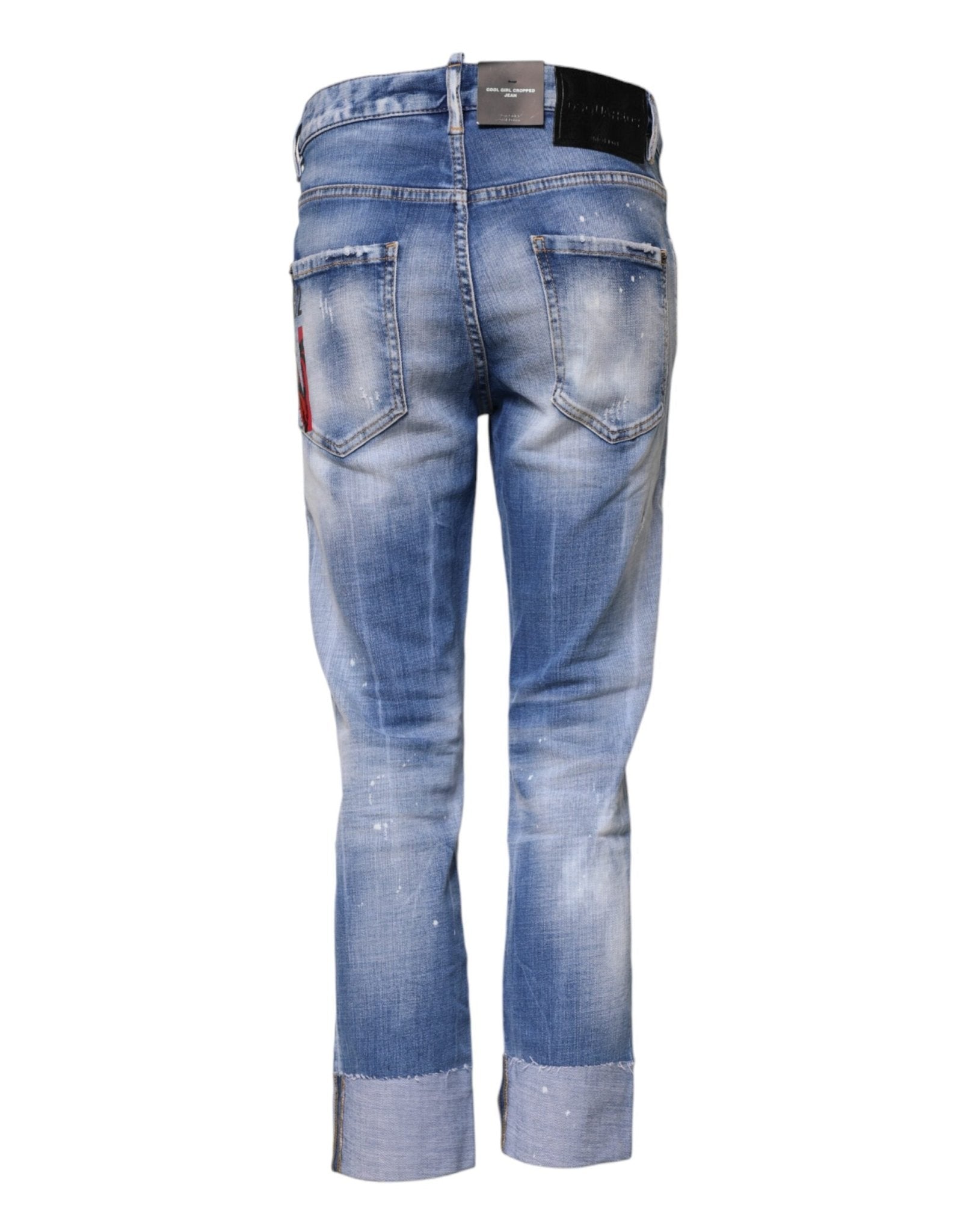 Blue Washed Cotton Mid Waist Skinny Denim Jeans - TIZZIL
