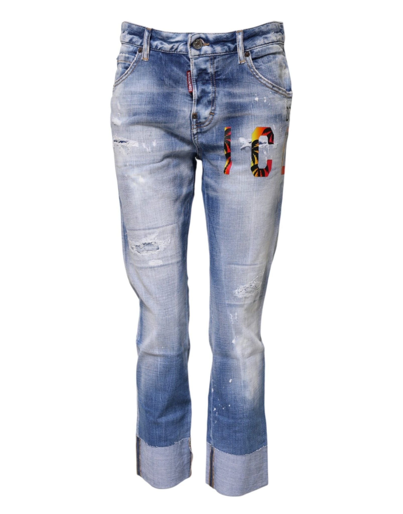 Blue Washed Cotton Mid Waist Skinny Denim Jeans - TIZZIL