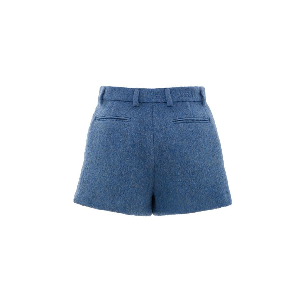 Blue Wool Shorts - TIZZIL