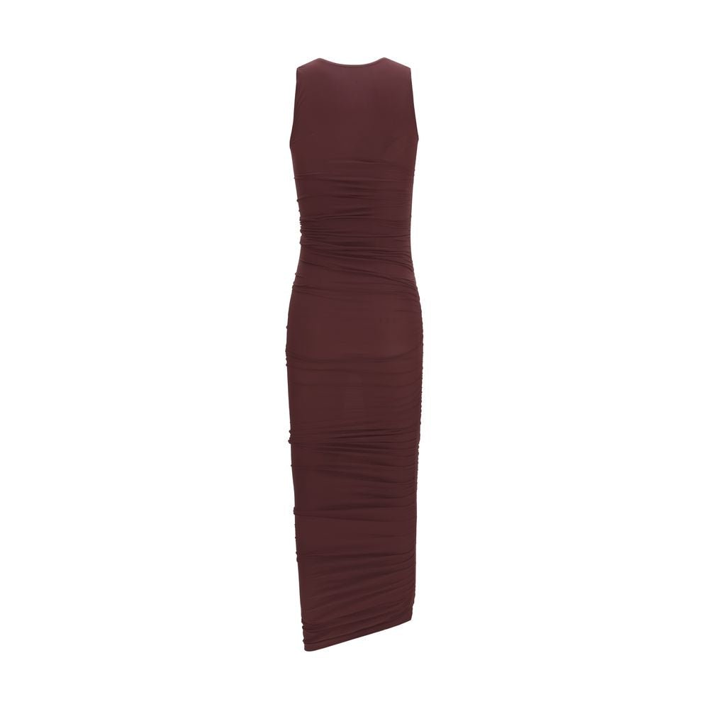 Bordeaux Polyamide Casual Dress - TIZZIL