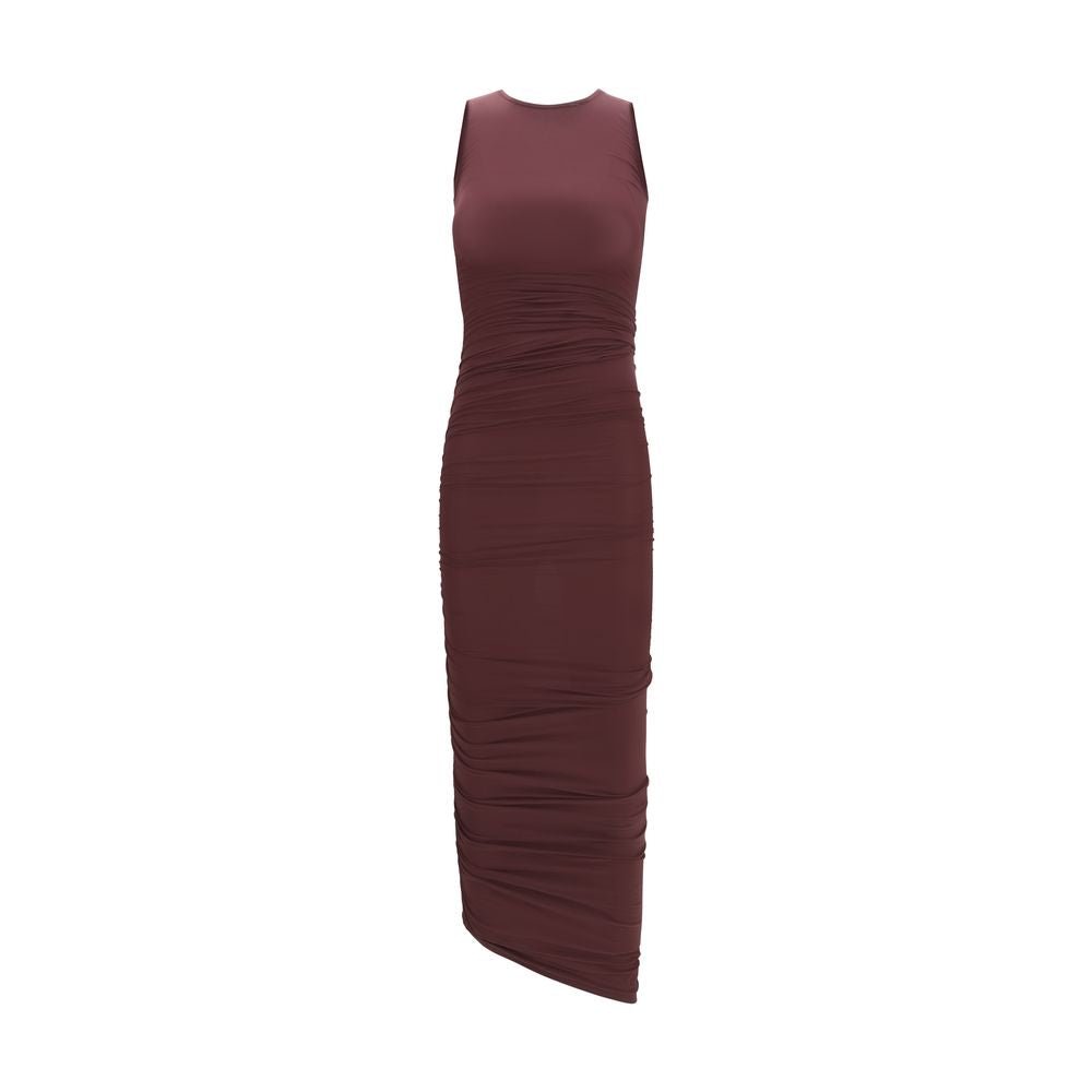 Bordeaux Polyamide Casual Dress - TIZZIL