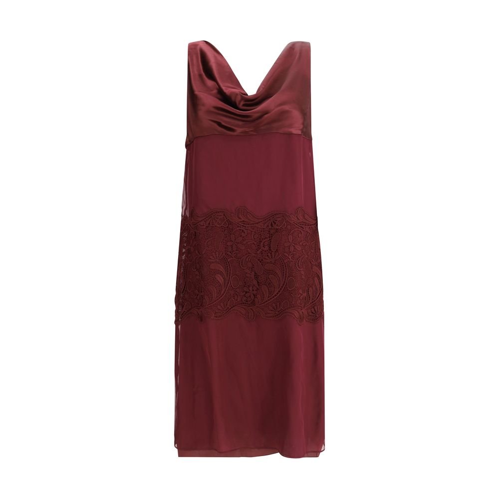 Bordeaux Silk Cocktail Dress - TIZZIL