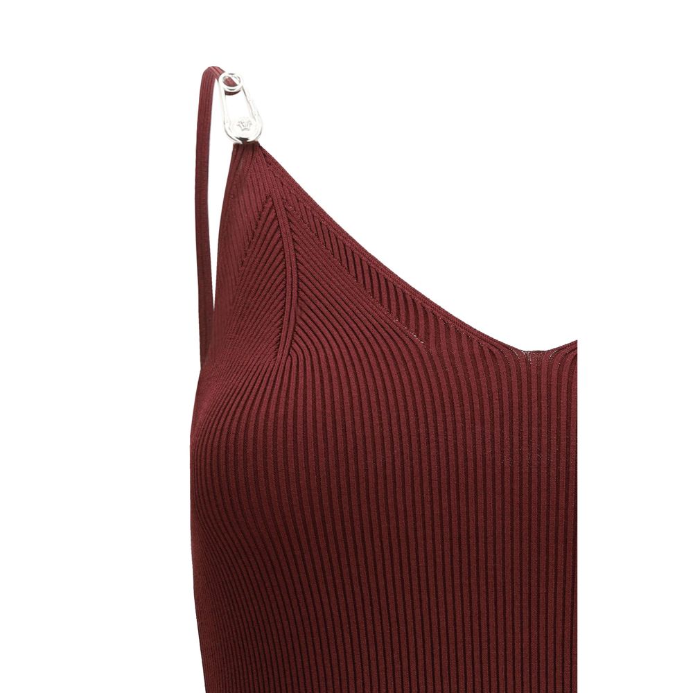 Bordeaux Viscose Casual Dress - TIZZIL