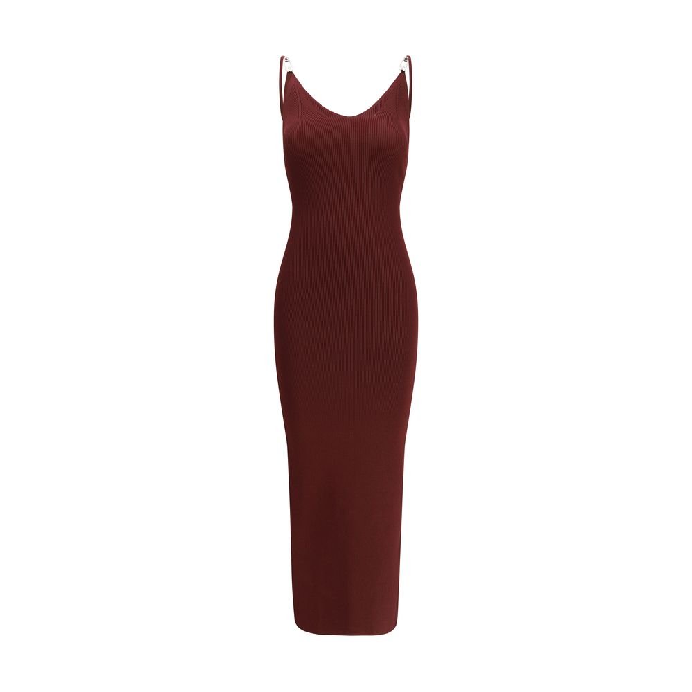 Bordeaux Viscose Casual Dress - TIZZIL