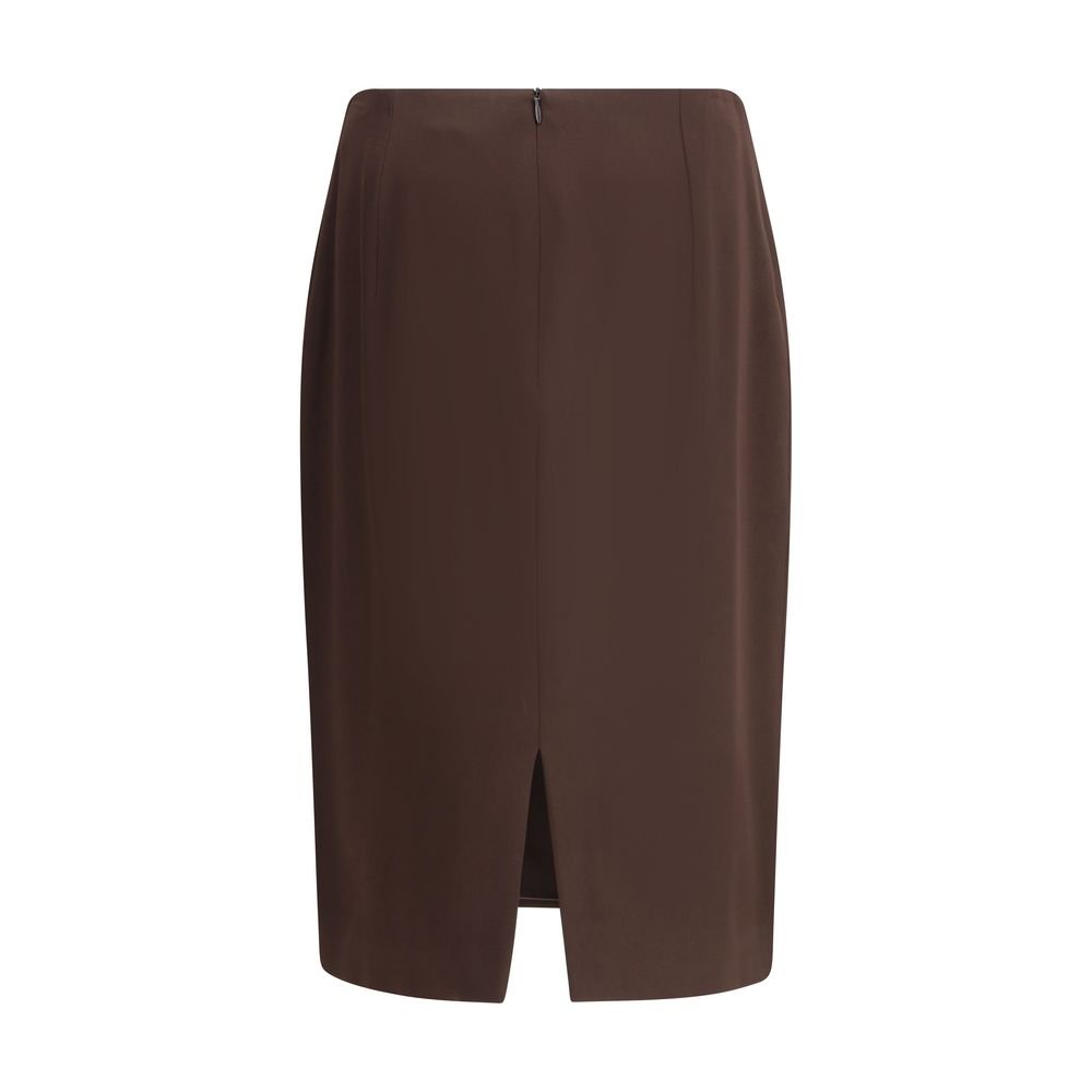Brown Acetate Midi Skirt - TIZZIL