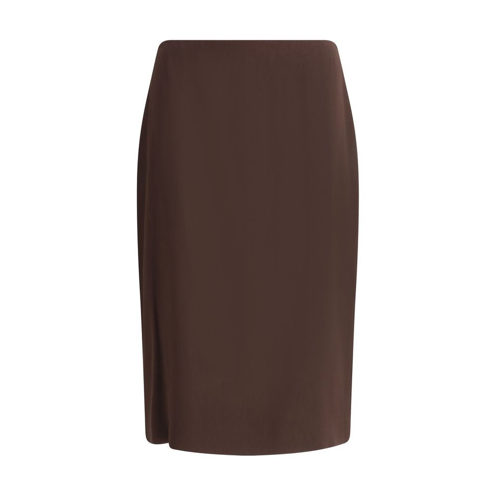 Brown Acetate Midi Skirt - TIZZIL