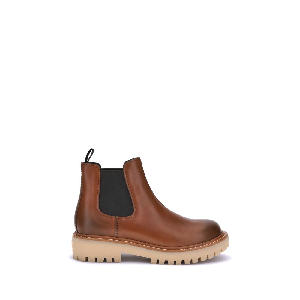 Brown Calf Leather Bos Taurus Chelsea Boots - TIZZIL