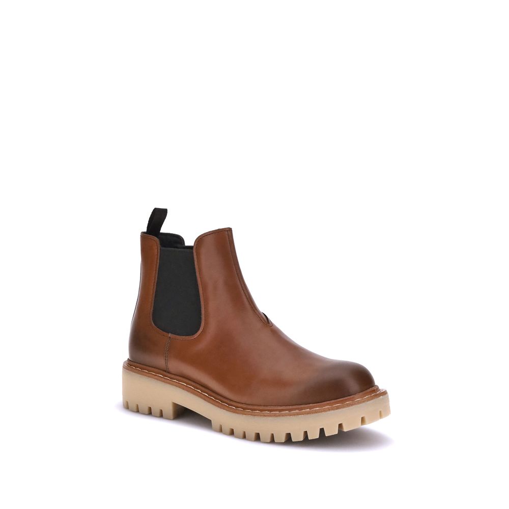 Brown Calf Leather Bos Taurus Chelsea Boots - TIZZIL
